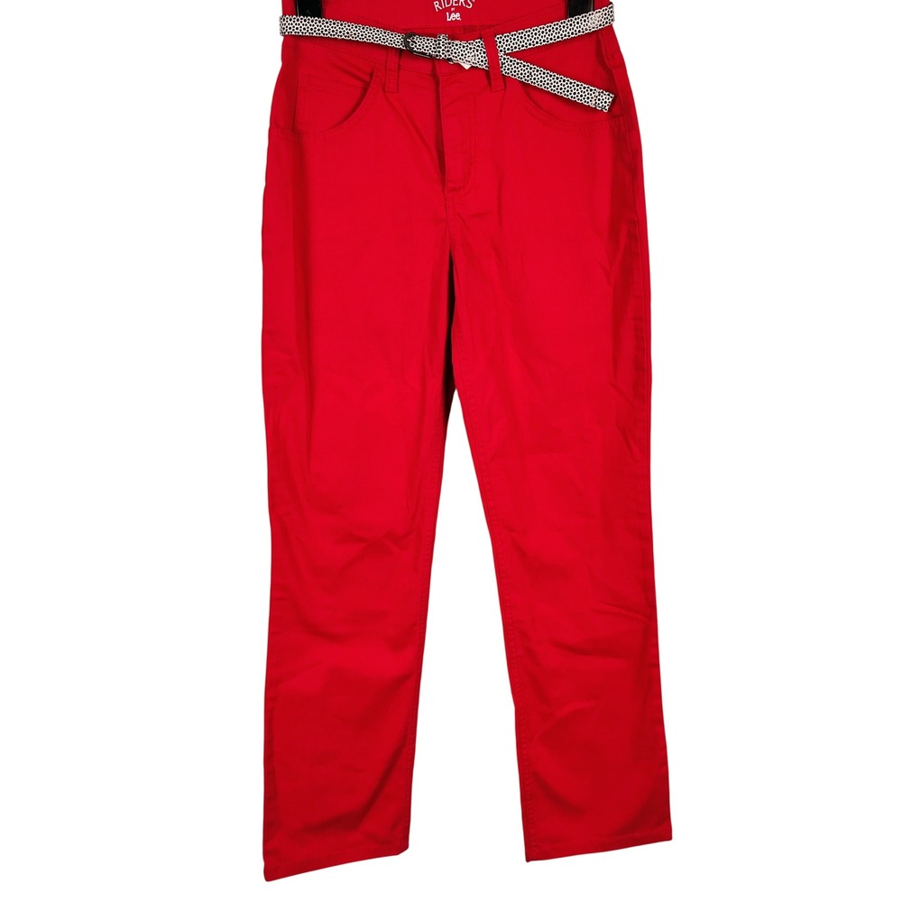 NWT Riders by Lee Womens SZ 4P Classic Straight Pants Red Cotton Office Core